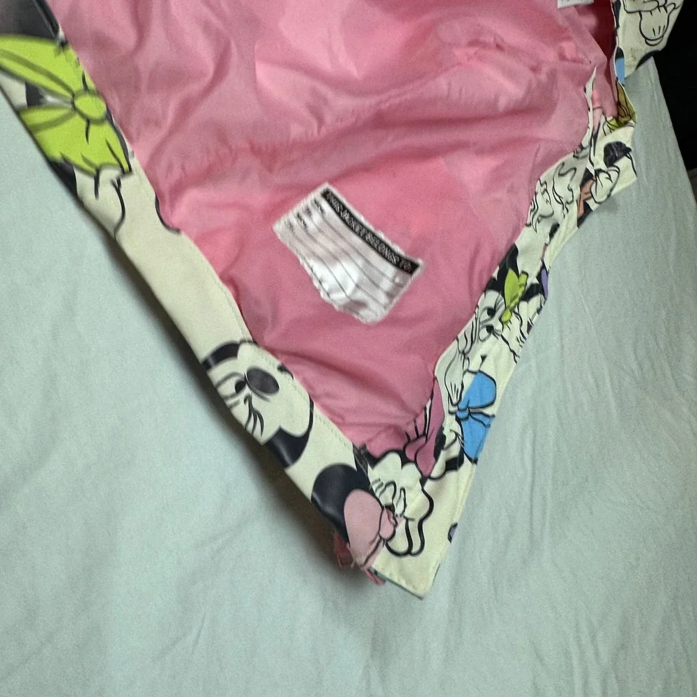 Disney Minnie Mouse Girls Hooded Rain Jacket Windbreaker White Pink Size 5/6